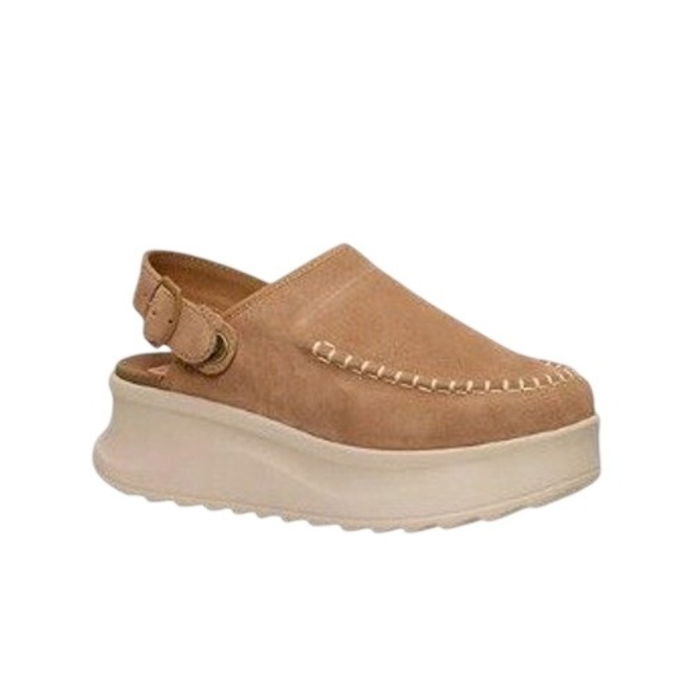 Hey Dude Tan Suede Platform Slingback Clog